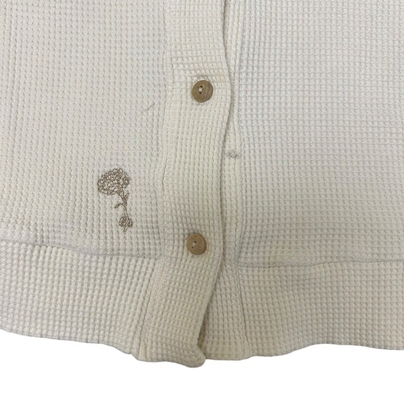 The Good Alma Womens Organic Cotton Waffle Knit Hooded Cardigan Button-Front L - Picture 2 of 11